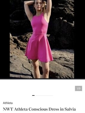 Athleta Salvia Hot Pink Sleeveless Fit & Flare Dress